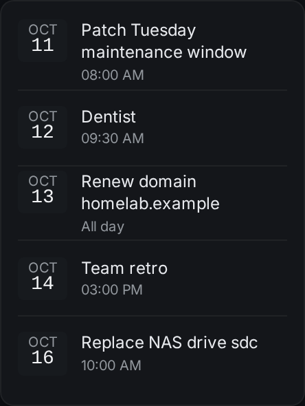calendar widget